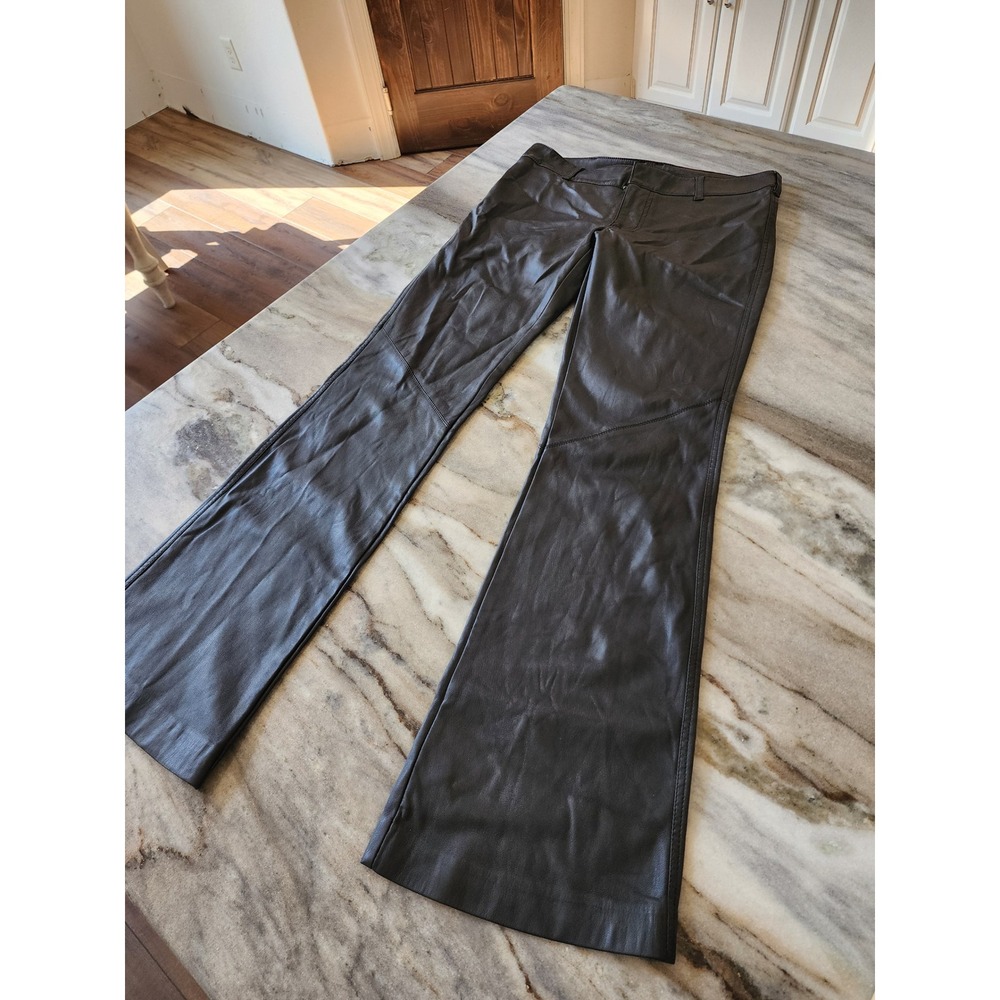 Free People Black Faux Leather Flare Leg Low Rise Pants Size 0